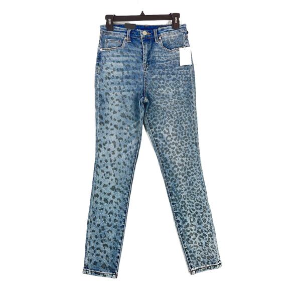 BlankNYC jeans blue leopard print high waist skinny - Picture 1 of 4